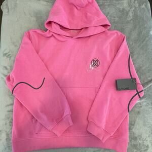 New G/FORE Golf Oversized G 04 Pullover French Terry Hoodie Pink Size Medium NWT